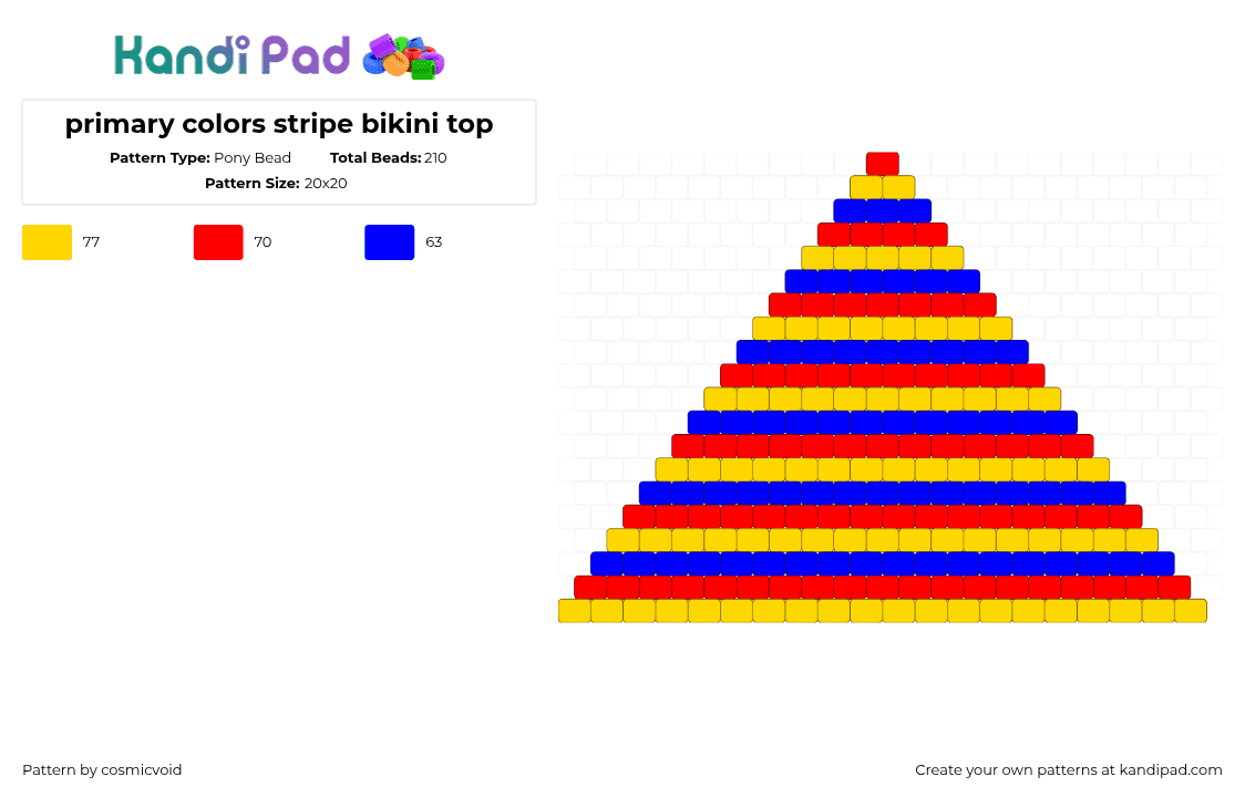 primary colors stripe bikini top - Pony Bead Pattern by cosmicvoid on Kandi Pad - 
