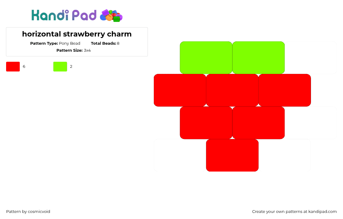 horizontal strawberry charm - Pony Bead Pattern by cosmicvoid on Kandi Pad - 