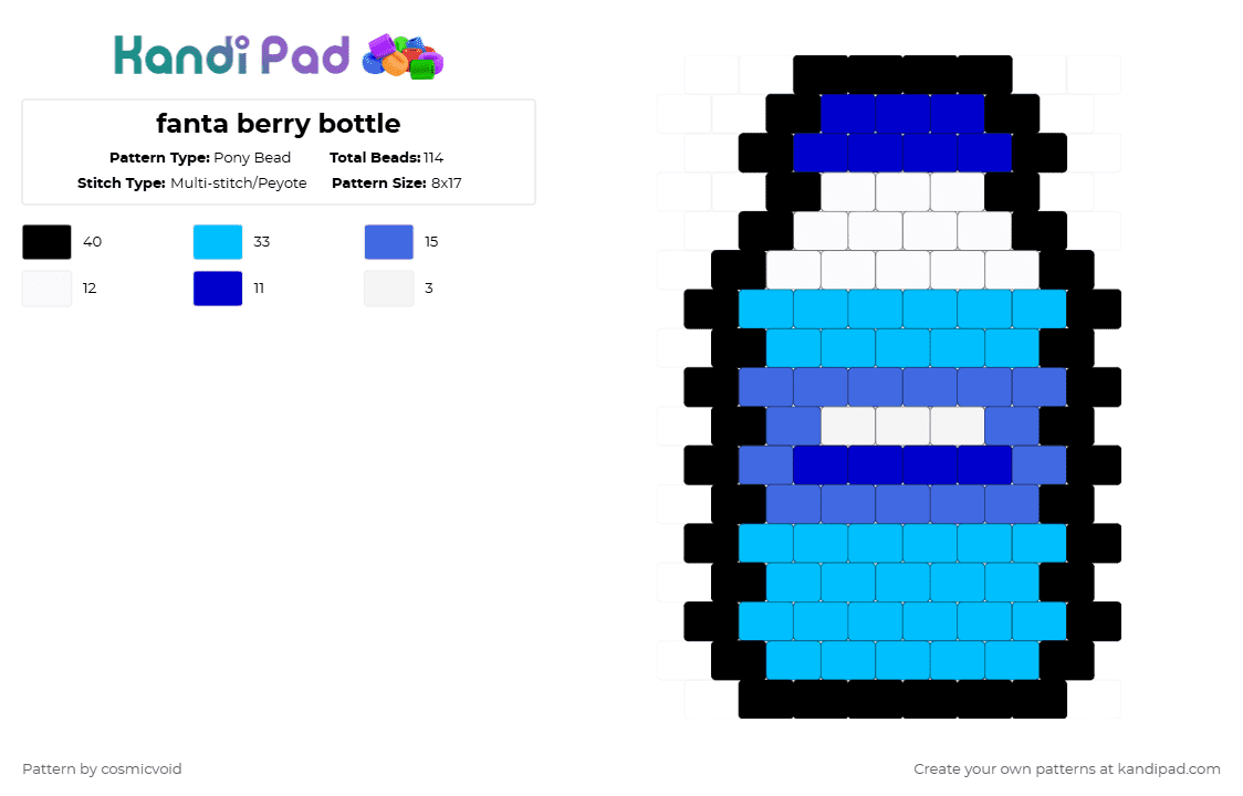 fanta berry bottle - Pony Bead Pattern by cosmicvoid on Kandi Pad - light blue