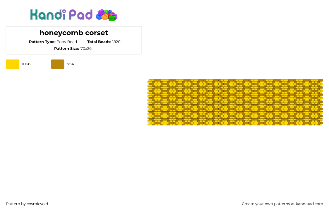 honeycomb corset - Pony Bead Pattern by cosmicvoid on Kandi Pad - yellow,gold