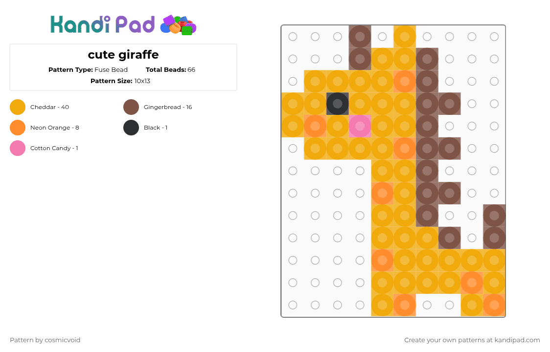 cute giraffe - Fuse Bead Pattern by cosmicvoid on Kandi Pad - orange