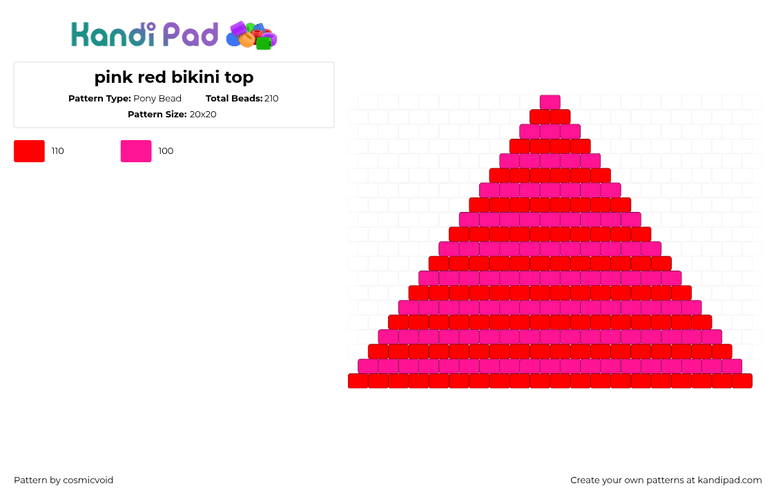 pink red bikini top - Pony Bead Pattern by cosmicvoid on Kandi Pad - 
