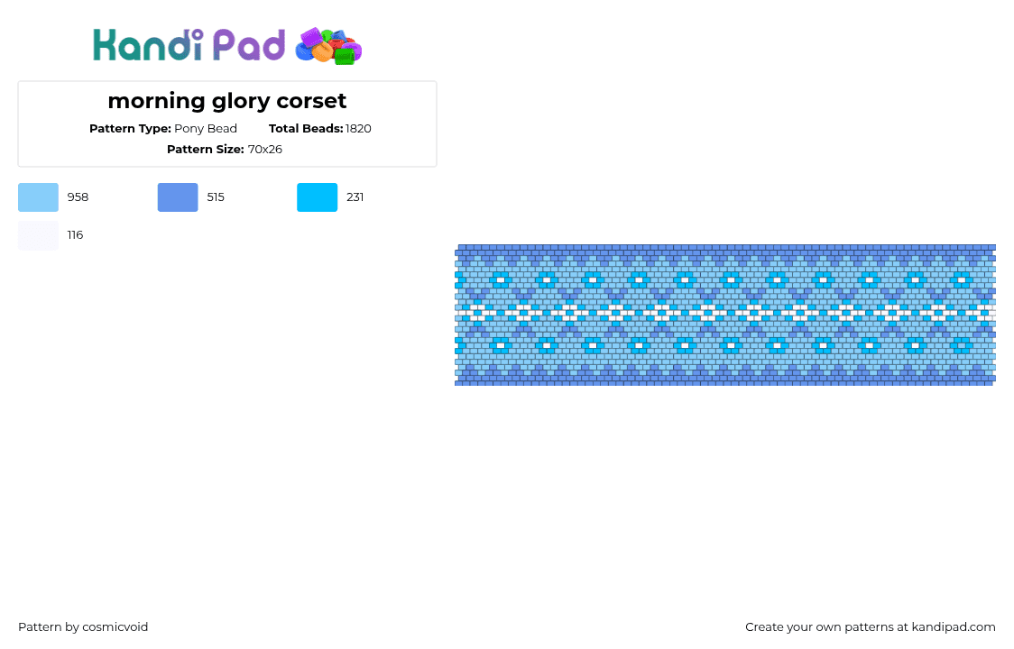 morning glory corset - Pony Bead Pattern by cosmicvoid on Kandi Pad - light blue