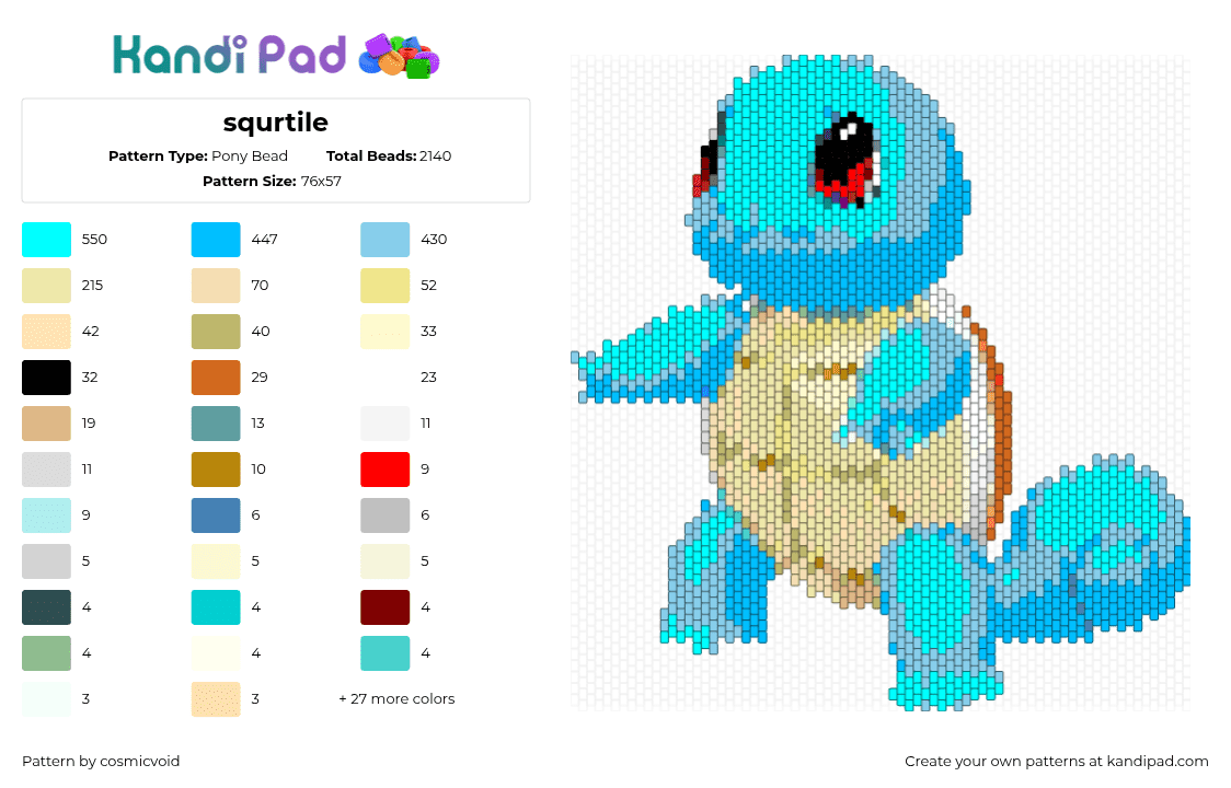 squrtile - Pony Bead Pattern by cosmicvoid on Kandi Pad - 