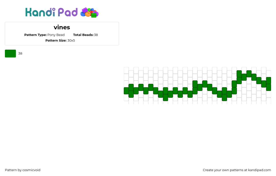 vines - Pony Bead Pattern by cosmicvoid on Kandi Pad - vine,nature,plant,bracelet,simple,green