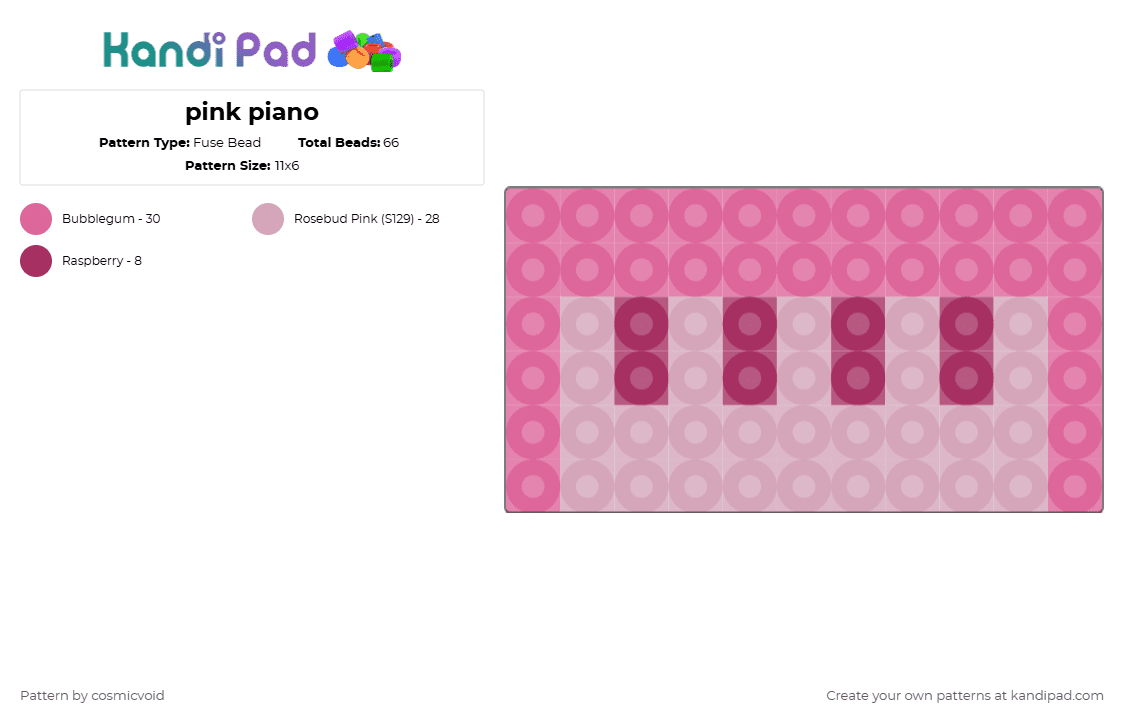 pink piano - Fuse Bead Pattern by cosmicvoid on Kandi Pad - pink