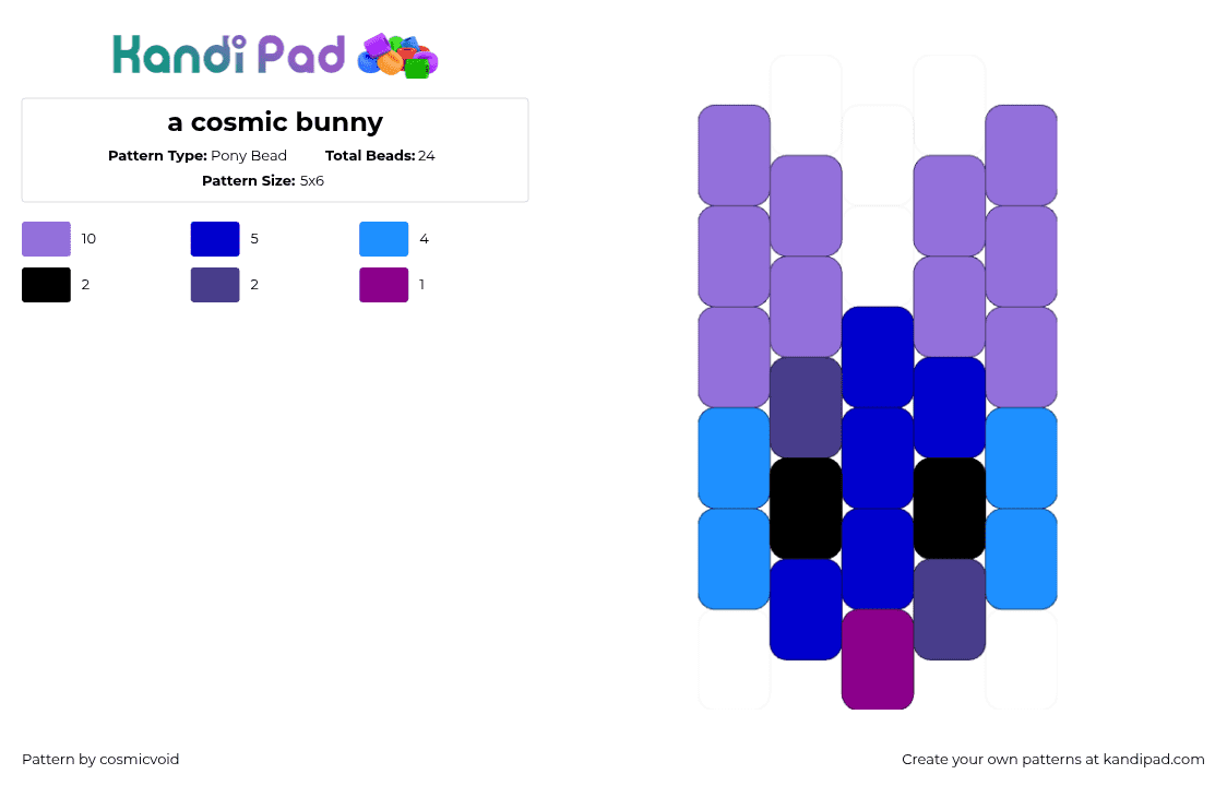 a cosmic bunny - Pony Bead Pattern by cosmicvoid on Kandi Pad - 