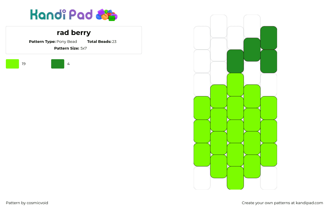 rad berry - Pony Bead Pattern by cosmicvoid on Kandi Pad - radberry,fruit,sakuras toy box,charm,green