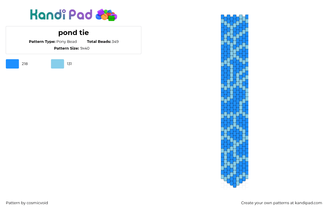 pond tie - Pony Bead Pattern by cosmicvoid on Kandi Pad - water,pool,necktie,tie,clothing,pond,blue