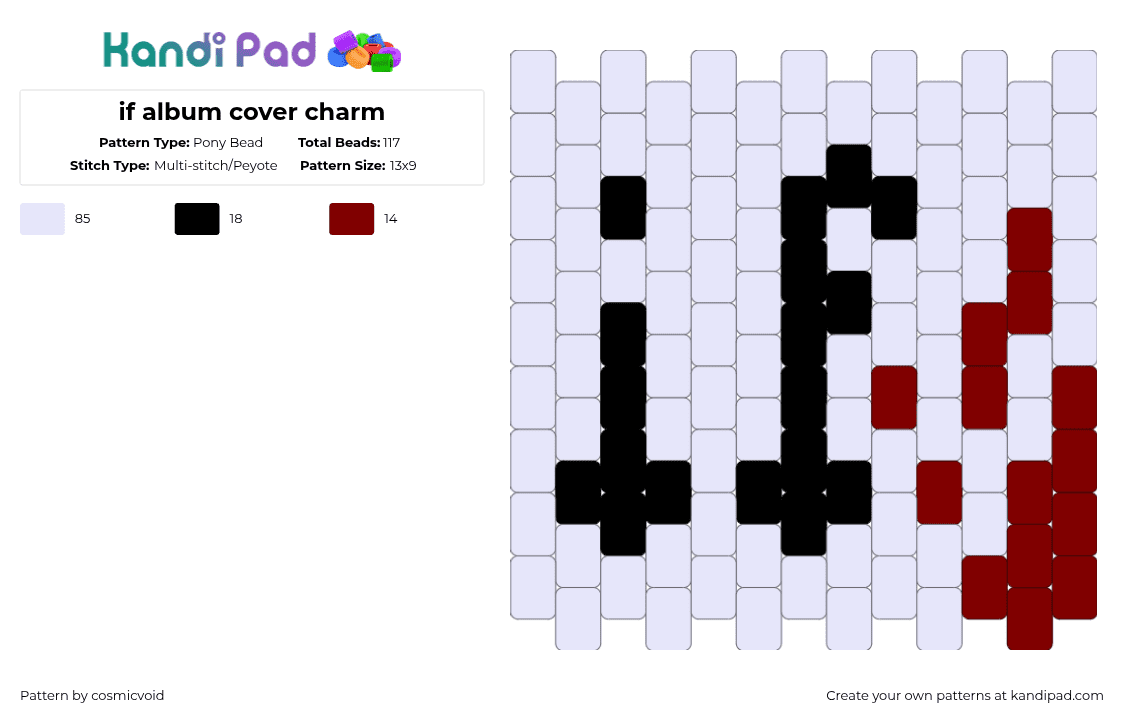 if album cover charm - Pony Bead Pattern by cosmicvoid on Kandi Pad - white