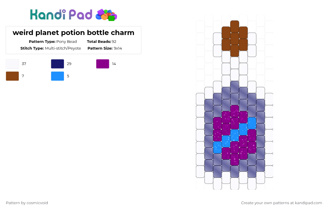 weird planet potion bottle charm - Pony Bead Pattern by cosmicvoid on Kandi Pad - pink, purple