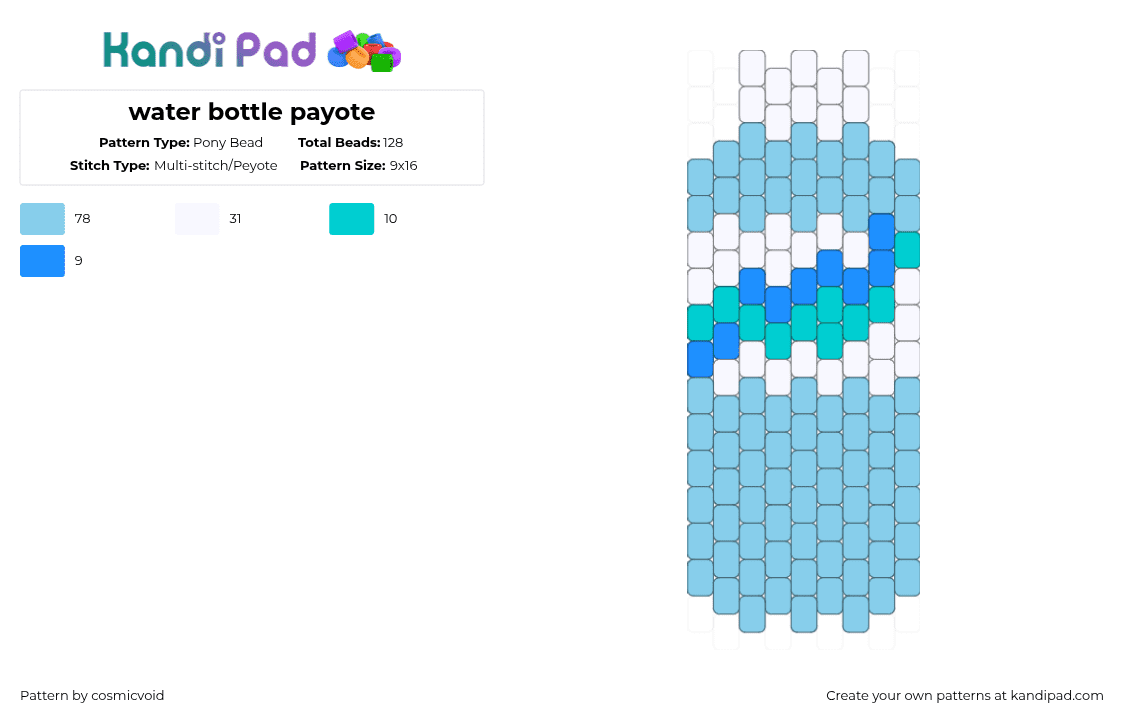 water bottle payote - Pony Bead Pattern by cosmicvoid on Kandi Pad - light blue