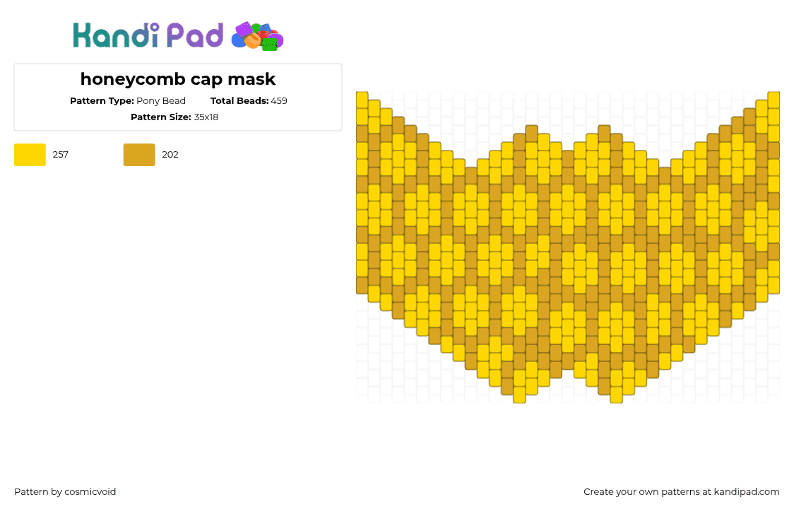 honeycomb cap mask - Pony Bead Pattern by cosmicvoid on Kandi Pad - 