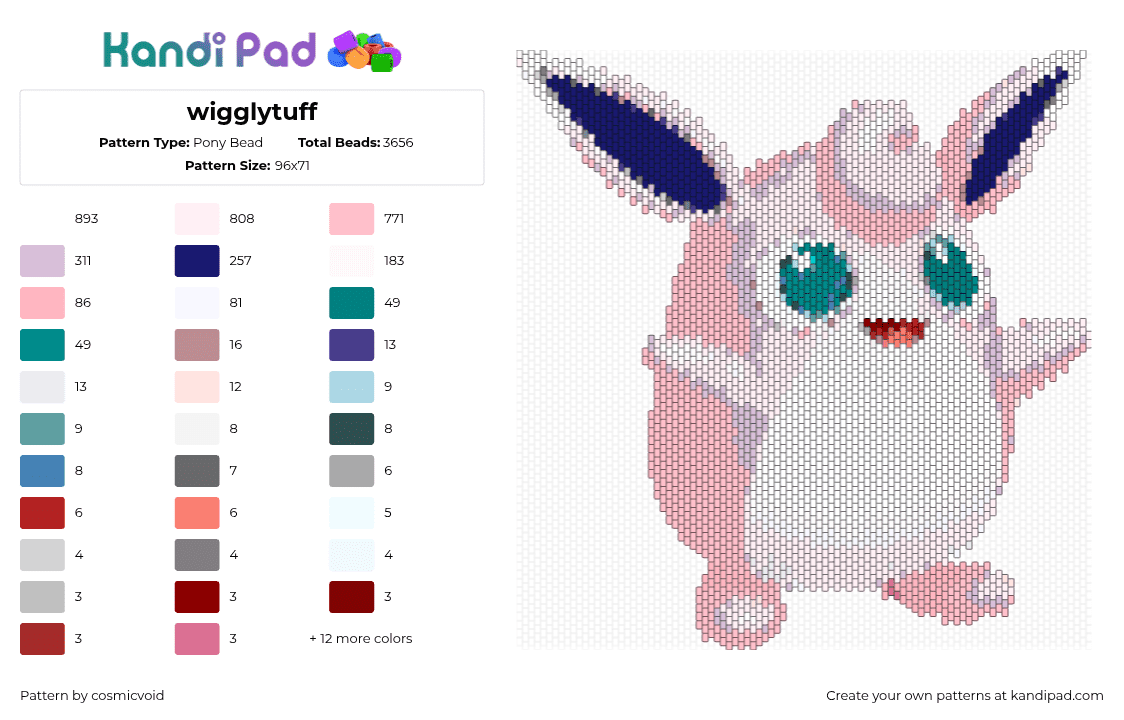 wigglytuff - Pony Bead Pattern by cosmicvoid on Kandi Pad - 