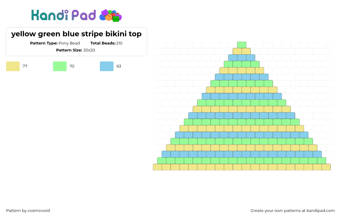 yellow green blue stripe bikini top - Pony Bead Pattern by cosmicvoid on Kandi Pad - 