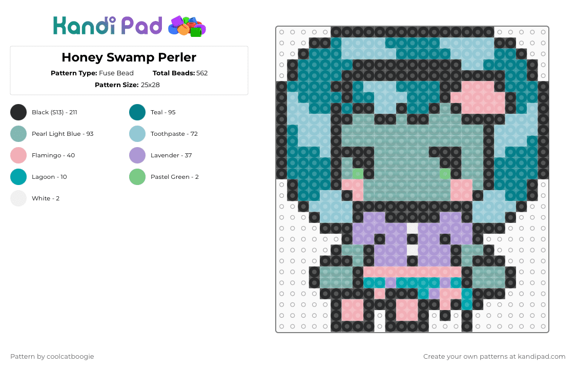 Honey Swamp Perler - Fuse Bead Pattern by coolcatboogie on Kandi Pad - teal