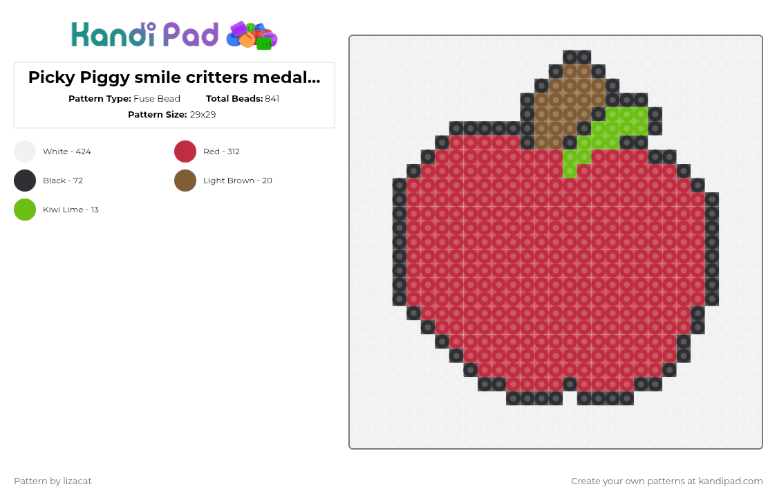 Picky Piggy smile critters medallion apple in Poppy Playtime chapter 3 - Fuse Bead Pattern by lizacat on Kandi Pad - white,red