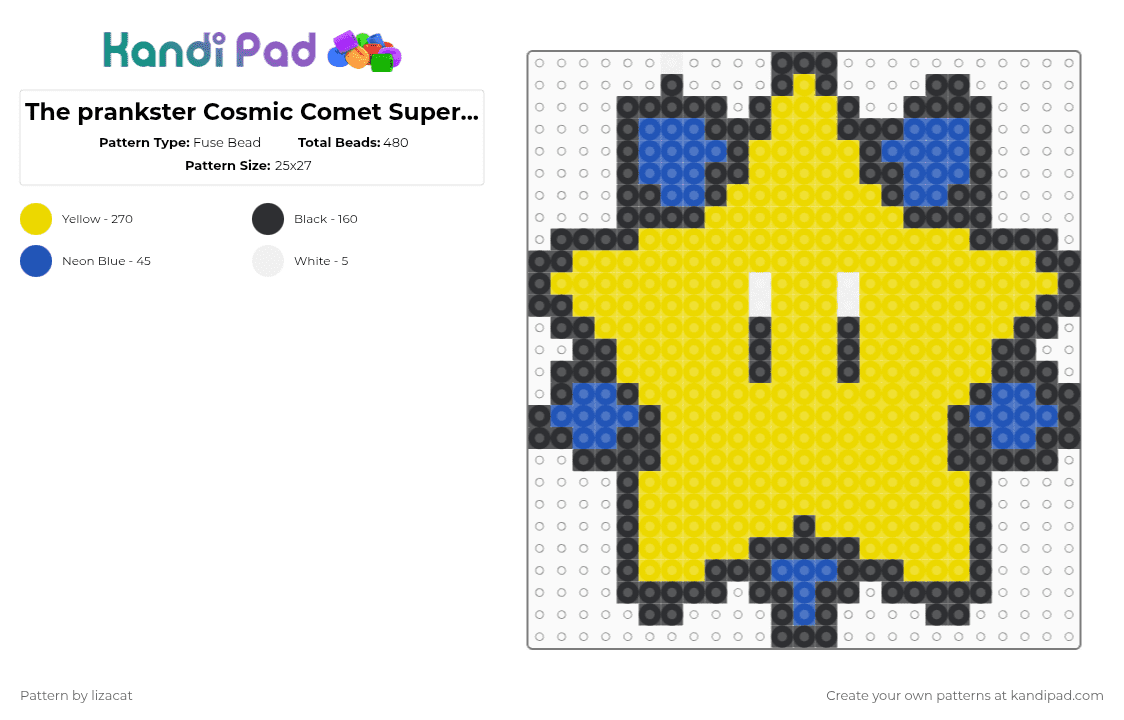 The prankster Cosmic Comet Super Mario Galaxy 1 & 2 - Fuse Bead Pattern by lizacat on Kandi Pad - yellow