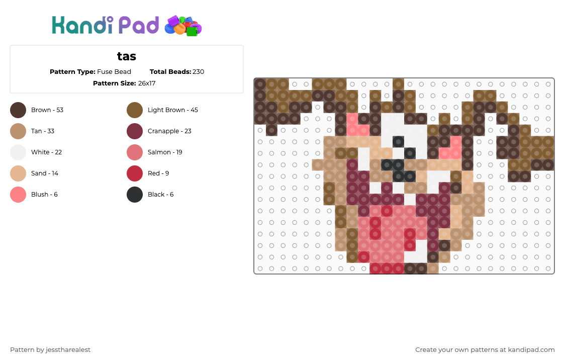 tas - Fuse Bead Pattern by jesstharealest on Kandi Pad - tazmanian devil,taz,looney tunes,tas,cartoon,character,tasmanian devil,brown