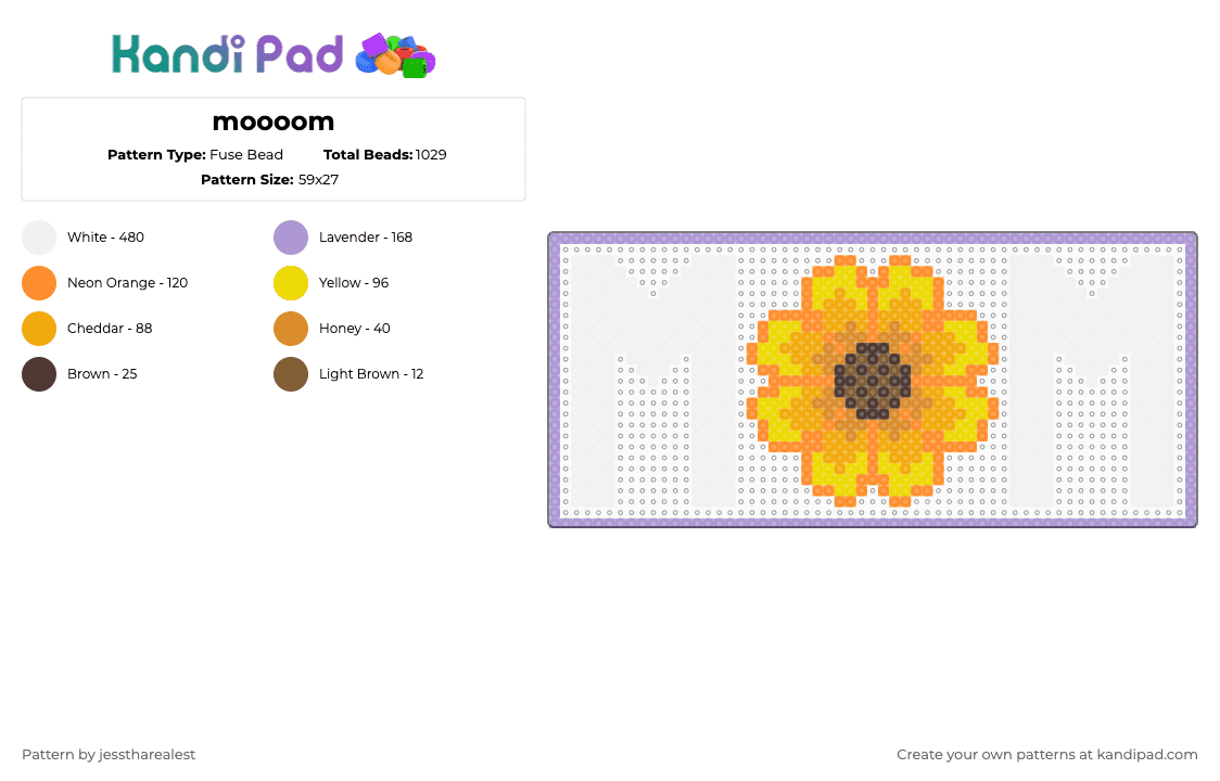 moooom - Fuse Bead Pattern by jesstharealest on Kandi Pad - white,orange,pink