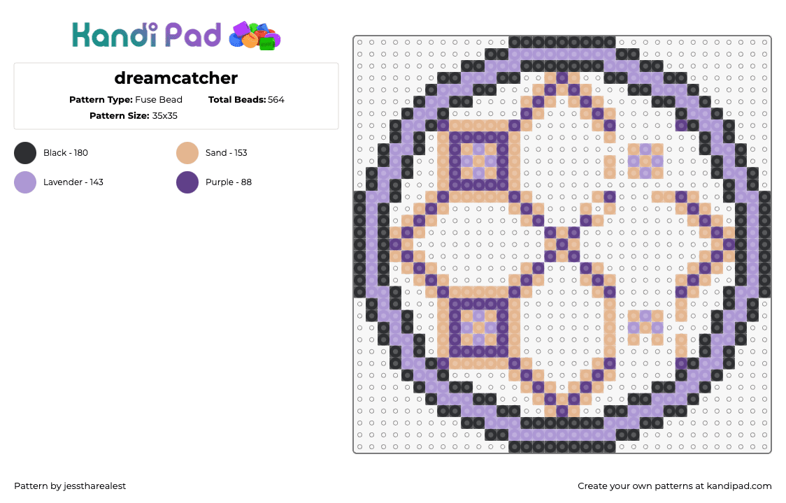 dreamcatcher - Fuse Bead Pattern by jesstharealest on Kandi Pad - dreamcatcher,geometric,diamond,circle,purple