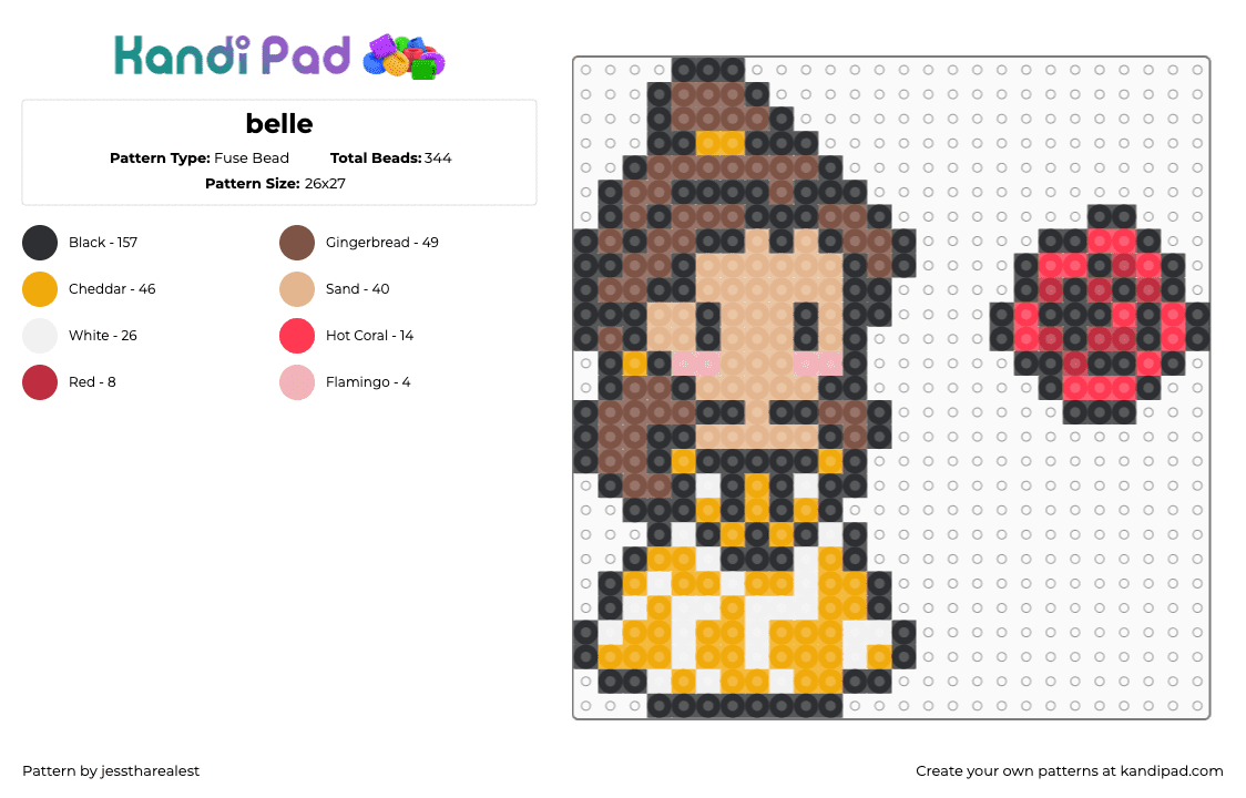 belle - Fuse Bead Pattern by jesstharealest on Kandi Pad - tan,beige,orange