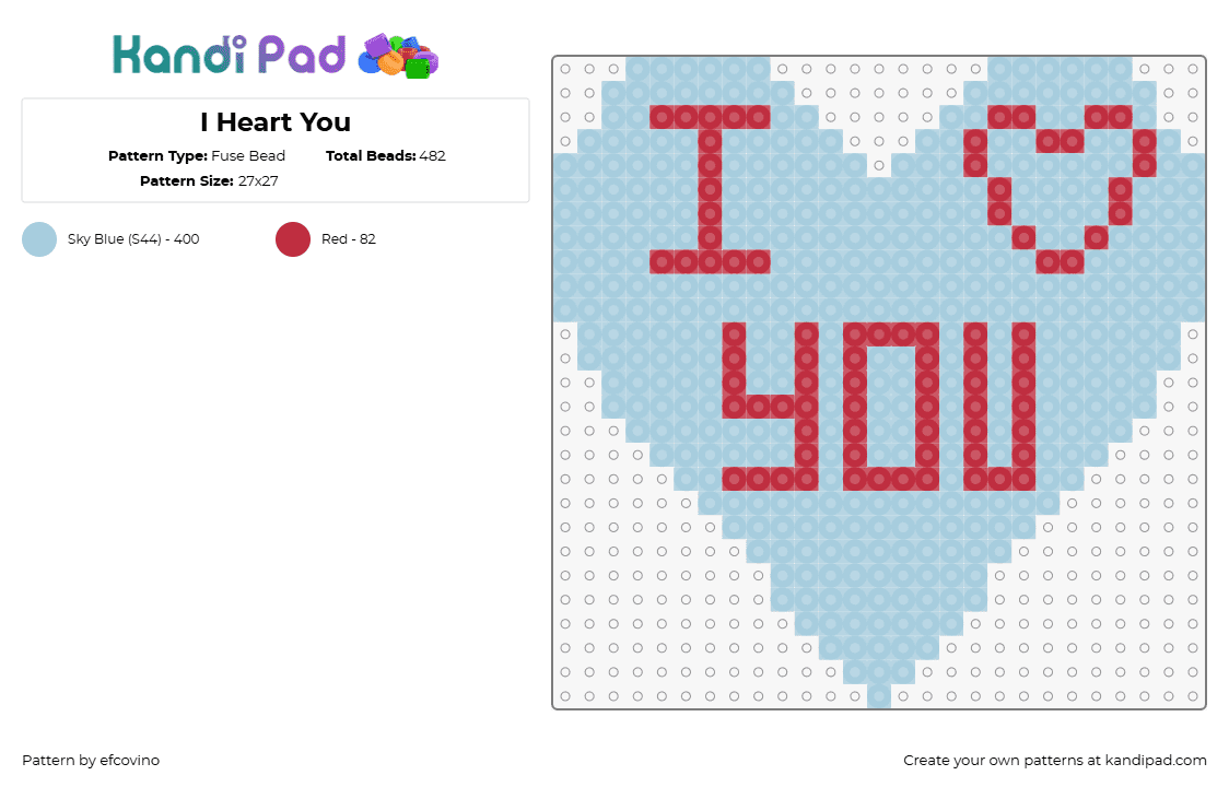 I Heart You - Fuse Bead Pattern by efcovino on Kandi Pad - i love you,valentine,text,heart,purple,red