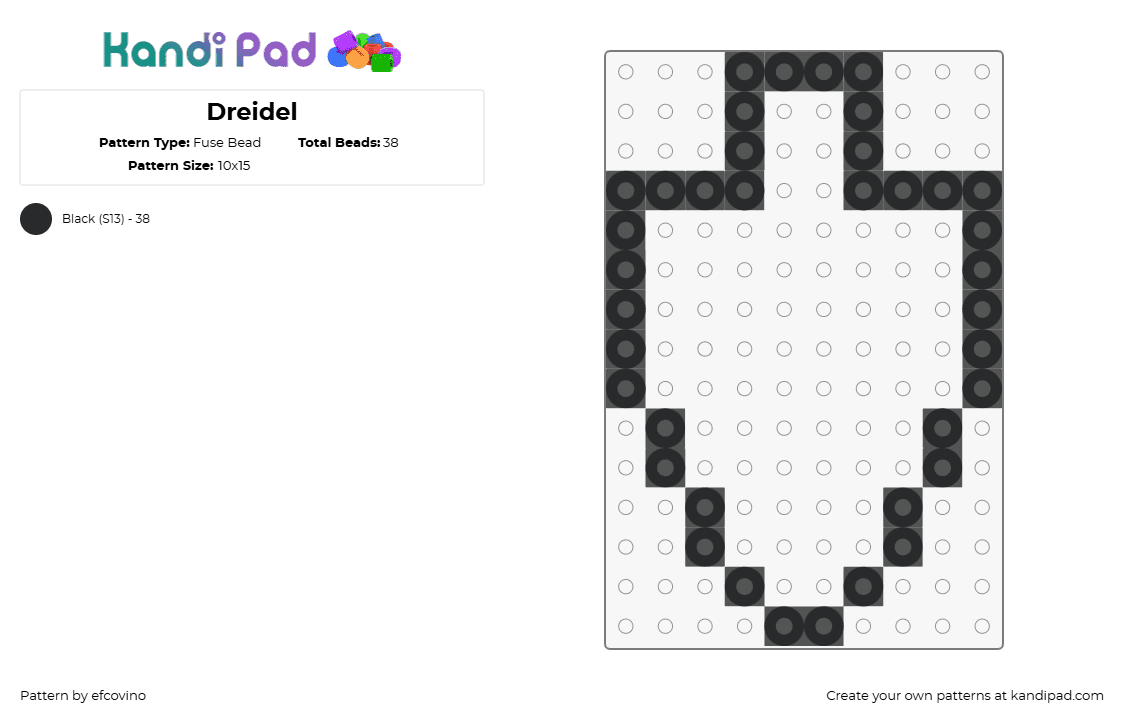 Dreidel - Fuse Bead Pattern by efcovino on Kandi Pad - dreidel,hanukkah,chanukah,top,toy,holiday,simple,outline