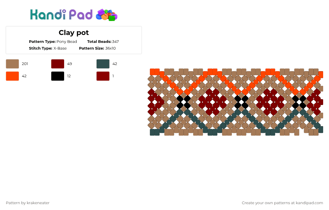 Clay pot - Pony Bead Pattern by krakeneater on Kandi Pad - tan