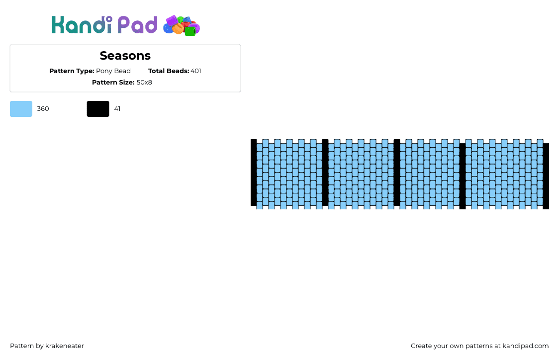 Seasons - Pony Bead Pattern by krakeneater on Kandi Pad - seasons,festive,panels,cuff,light blue