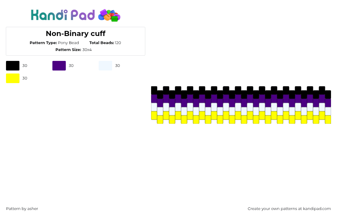 Non-Binary cuff Pony Bead Pattern - Kandi Pad | Kandi Patterns, Fuse ...