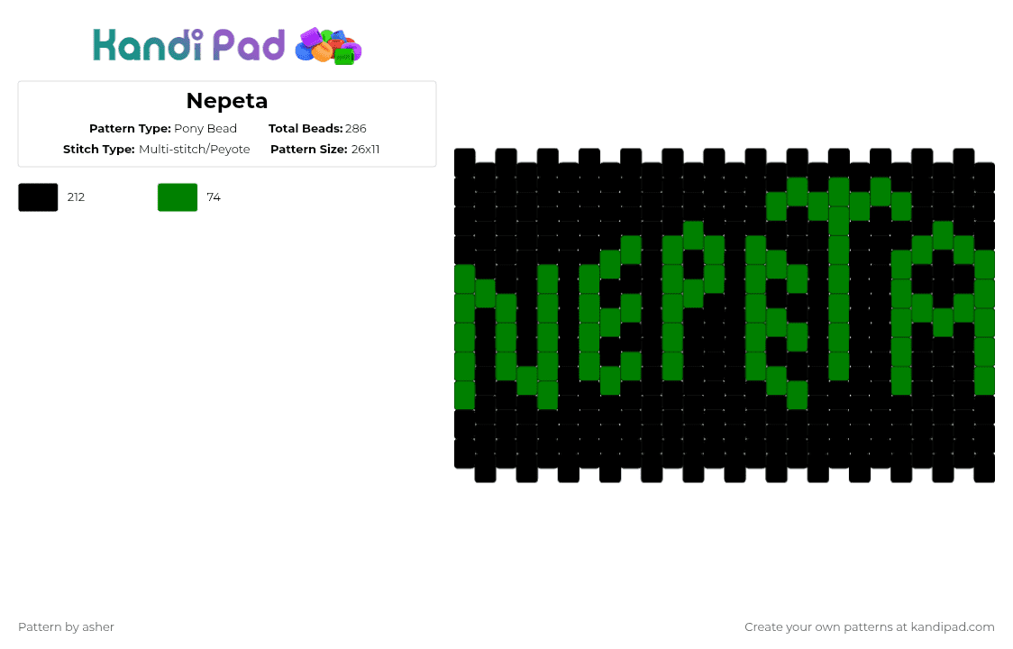 Nepeta - Pony Bead Pattern by vriskashotabusivepartner on Kandi Pad - black,homestuck,nepeta,leo
