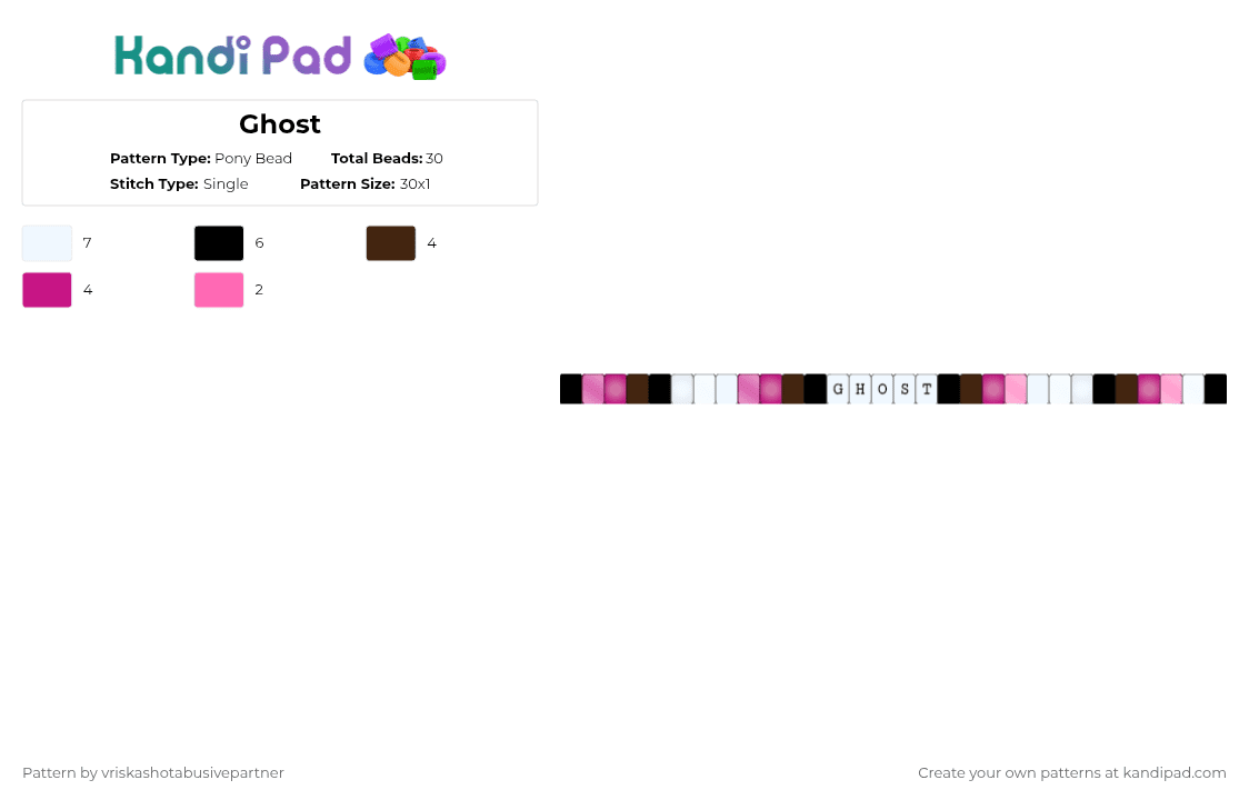 Ghost - Pony Bead Pattern by vriskashotabusivepartner on Kandi Pad - brown,pink