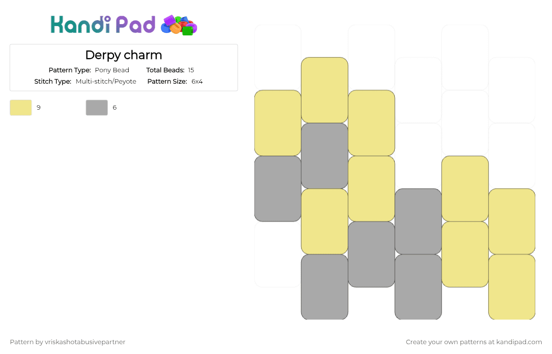 Derpy charm - Pony Bead Pattern by vriskashotabusivepartner on Kandi Pad - beige,yellow,mlp,derpy