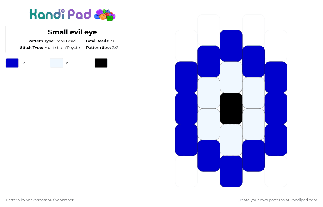 Small evil eye - Pony Bead Pattern by vriskashotabusivepartner on Kandi Pad - white,purple