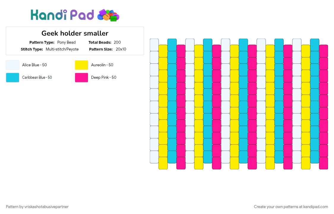 Geek holder smaller - Pony Bead Pattern by vriskashotabusivepartner on Kandi Pad - geek bar, light blue, pink, vape, yellow