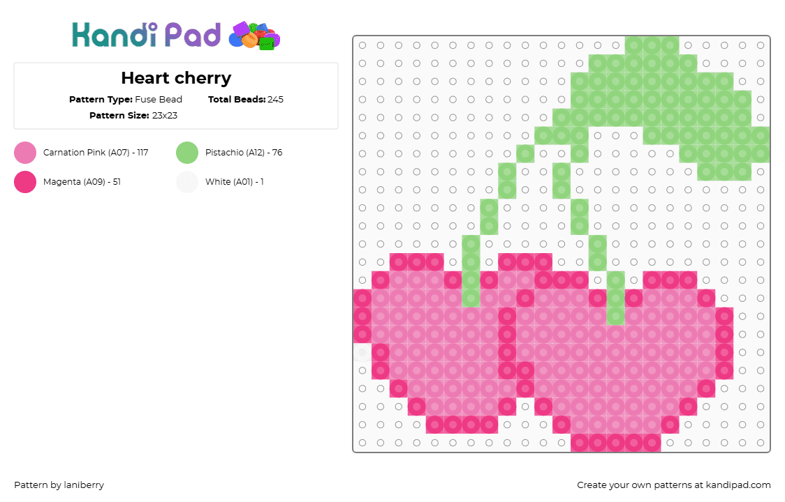 Heart cherry - Fuse Bead Pattern by laniberry on Kandi Pad - 