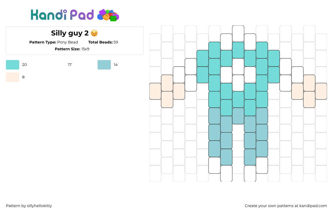 Silly guy 2 😣 - Pony Bead Pattern by sillyhellokitty on Kandi Pad - body,chibi,character,teal