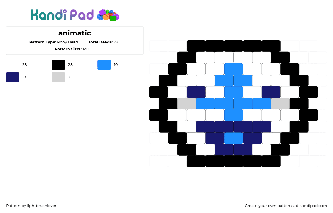 animatic - Pony Bead Pattern by lightbrushlover on Kandi Pad - white,light blue,purple