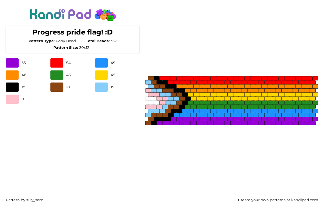 Progress pride flag! :D - Pony Bead Pattern by s1lly_sam on Kandi Pad - progress,pride,flag,community,support,colorful