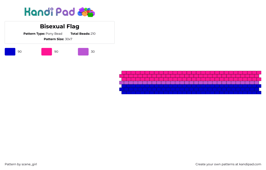 Bisexual Flag - Pony Bead Pattern by scene_girl on Kandi Pad - 