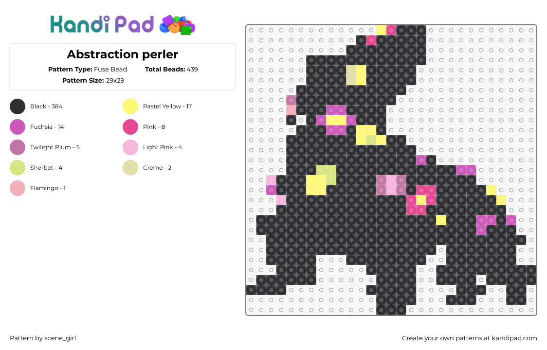 Abstraction perler - Fuse Bead Pattern by scene_girl on Kandi Pad - abstract,silhouette,black,pink,yellow