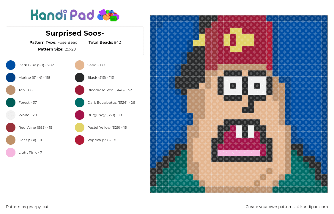 Surprised Soos- - Fuse Bead Pattern by gnarpy_cat on Kandi Pad - soos ramirez,gravity falls,meme,character,panel,portrait,animation,tv show,tan,blue,green,red