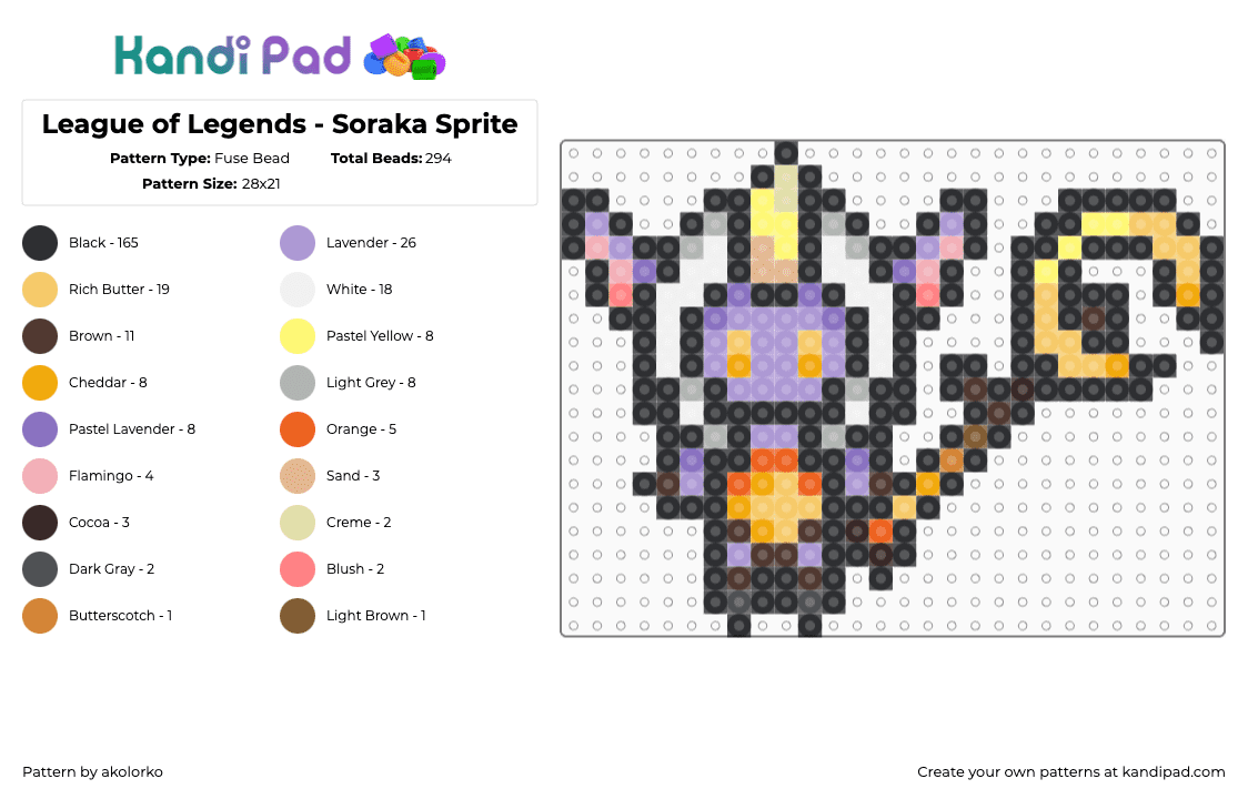 League of Legends - Soraka Sprite - Fuse Bead Pattern by akolorko on Kandi Pad - 