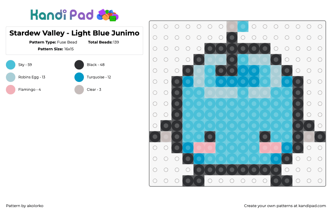 Stardew Valley - Light Blue Junimo - Fuse Bead Pattern by akolorko on Kandi Pad - junimo,stardew valley,character,video game,light blue