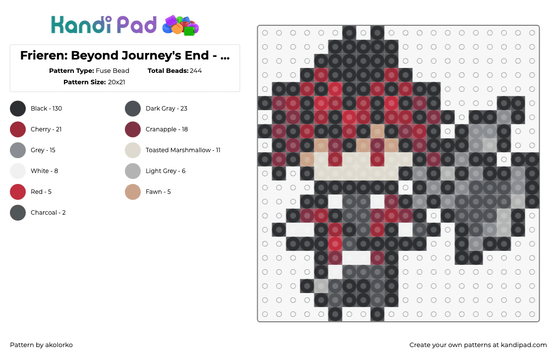 Frieren: Beyond Journey\'s End - Stark Sprite - Fuse Bead Pattern by akolorko on Kandi Pad - stark,frieren,beyond journeys end,manga,character,red,gray