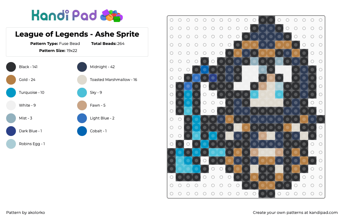 League of Legends - Ashe Sprite - Fuse Bead Pattern by akolorko on Kandi Pad - 