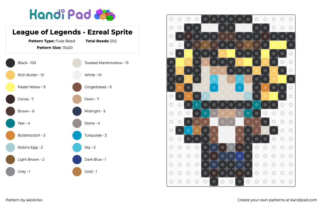 League of Legends - Ezreal Sprite - Fuse Bead Pattern by akolorko on Kandi Pad - 