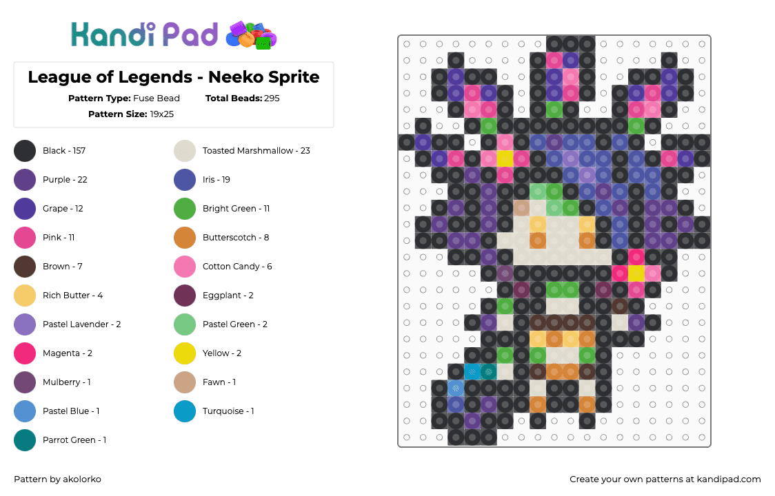 League of Legends - Neeko Sprite - Fuse Bead Pattern by akolorko on Kandi Pad - 