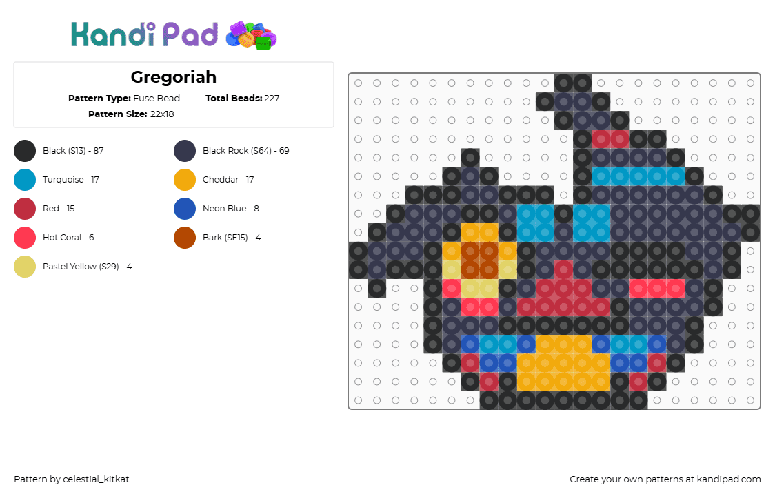 Gregoriah - Fuse Bead Pattern by celestial_kitkat on Kandi Pad - purple,red